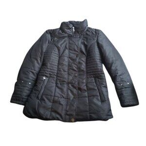 INTL DETAILS Black Puffer Winter Coat, Sz M